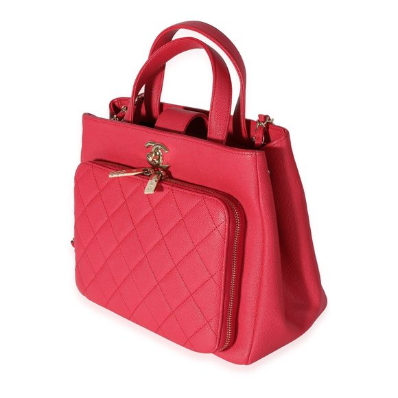 Chanel Red Caviar Quilted Small Business Affinity Shopping Bag - Picture 2 of 6